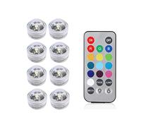 GUIDATO Luci impermeabili RGB Luce subacquea for la luce del tè for matrimoni vasca idromassaggio da bagno decorazioni for vasi for feste(8 lamp 1 controller)