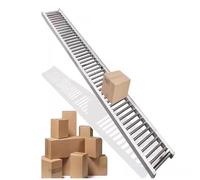 Guide a rulli trasportatori, Tabella pieghevole non alimentata del nastro trasportatore, rampa ferroviaria portatile in acciaio inossidabile per merci di magazzino, W 50cm, 7m/23ft