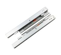 Guide per cassetti a pavimento, con chiusura ammortizzata, in acciaio, con estensione completa a 3 stadi, per mobili da cucina, argento