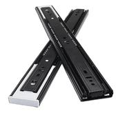 Guide per cassetti, Binario scorrevole for cassetto in metallo nero con tampone silenzioso, guida for chiusura ammortizzata, guide for mobili a tre sezioni, ferramenta for(12 Inch(300mm))