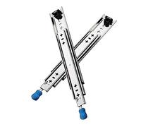 Guide per cassetti con meccanismo di bloccaggio, estensione completa, cuscinetto a sfera, montaggio laterale, guide da 25,4 cm e 142,2 cm di lunghezza. Hardware durevole per una facile installazione.