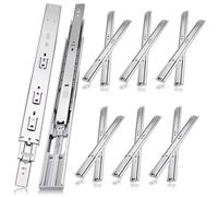 Guide per cassetti da 50,8 cm, 6 paia (12 pezzi) a chiusura automatica, con cuscinetti a sfera a 3 pieghe, montaggio laterale, per cassetti, capacità 45,4 kg, 50,8 cm, argento