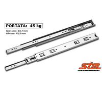 GUIDE SCORREVOLI a SFERE per CASSETTI Portata 45 kg Estrazione Totale Cuscinetti