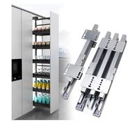 Guide scorrevoli per cassetti sottobanco resistenti, estensione completa, con cuscinetti a sfera nascosti, extra resistenti, 1 paio, include guide superiori e inferiori (lunghezza 48,5 cm)