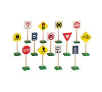 Guidecraft 7"""" Block Play Traffic Signs - Children's Educational Toys for Traffic Knowledge Learning Kids Block Play