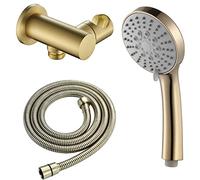 Guido per doccia portatile oro spazzolato, doccia ad alta pressione 3 modalità, staffa in ottone regolabile, tubo in acciaio inossidabile, accessori per il bagno