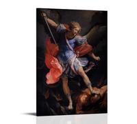 Guido Reni Painter Works, The Arcangelo Michele che sconfigge Satana, poster artistico su tela, decorazione da parete con foto, idea regalo, decorazione moderna per la casa, 20 x 30 cm