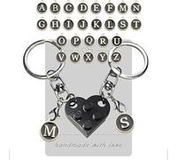 Guidre 2 pezzi Portachiavi Coppia Cuore,Portachiavi Coppia Lui e Lei,Con le lettere A-Z Portachiavi Coppia Cuore,Portachiavi Coppia Casa,Regalo Casa Nuova, Casa Nuova Idee Regalo San Valentino