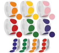 Guidre 3000 punti adesivi colorati, 6 colori, 25 mm, piccole etichette, punti di marcatura, per fai da te, ufficio, calendario regalo, categorizzare 500 pezzi/rotolo (6 rotoli)
