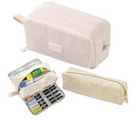 Guidre Astuccio in velluto a coste, con 3 scomparti, grande, beige., 22,5*12*8cm (large), 20*5,5*5cm (small), Stile moderno