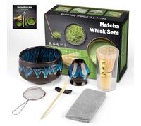 GUIGA Set di Matcha per Cerimonia Giapponese,Cofanetto Matcha per la Cerimonia del tè, Può anche Essere Offerto Come Regalo ad Amici o Colleghi (Change Blue, 100% Bamboo)