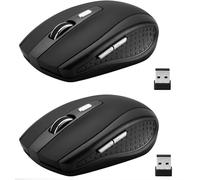 Guiheng Confezione da 2 mouse wireless da 2,4 GHz, mouse per computer, 1200, 6 pulsanti con nano ricevitore per laptop, PC, Chromebook, computer, notebook, ufficio, colore nero