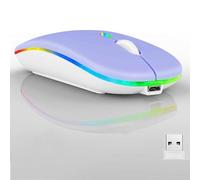 Guiheng Mouse wireless Bluetooth, LED Dual Mode ricaricabile, silenzioso, sottile, portatile, (BT5.2 + ricevitore USB), doppia modalità, per laptop, computer desktop, iPad, tablet, telefono, TV