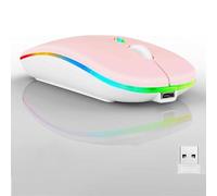 Guiheng Mouse wireless Bluetooth, LED Dual Mode ricaricabile, silenzioso, sottile, portatile, (BT5.2 + ricevitore USB), doppia modalità, per laptop, computer desktop, iPad, tablet, telefono, TV (rosa)