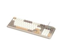 Guiheng Tastiera da gioco cremosa con LED arcobaleno cablato, simpatica tastiera cremosa con manopola del volume, tastierino numerico per ufficio, colore tè al latte