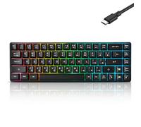 Guiheng Tastiera da gioco meccanica portatile con cavo al 60%, retroilluminata a LED RGB, compatta, con 68 tasti, mini tastiera cablata da ufficio con interruttore rosso, per Windows, laptop, PC, Mac,