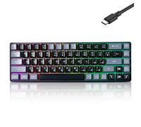 Guiheng Tastiera da gioco portatile con cavo, 60% meccanica, retroilluminata a LED RGB, compatta, con 68 tasti, mini tastiera cablata da ufficio per Windows, laptop, PC, Mac, colore nero e grigio