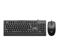 Guiheng Tastiera e mouse con cavo combinato con poggiapolsi, tastiera ergonomica per computer di dimensioni standard e mouse ottico con cavo, per Windows, Mac OS desktop/laptop/PC, nero