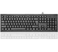 Guiheng Tastiera per computer cablata, USB Plug Play, tastierino numerico grande, indicatori LED, ergonomica, supporto pieghevole, tastiera a grandezza naturale con lettere anti-usura, per Windows