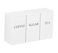 GUIJZSLTRG Set di 3 barattoli per tè, caffè e zucchero, 1000 ml, in metallo, con coperchi ermetici, impilabili, contenitori decorativi salvaspazio per la cucina di casa (bianco)