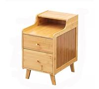 guiling-1986 Comodino in legno con due cassetti, colore legno originale/marrone scuro, comodino stretto laterale per piccoli spazi (colore, grande)