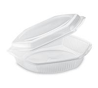 GUILLIN - Alphatop Scatola a Coperchio Charniere Esagonale Micro-Ondable, Polipropilene, Trasparente, Plastica, Traslucido, Boite 1200cc - 24,9 x 23,1 x 6,3 cm