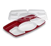 GUILLIN - selfipack Kit Vassoio pasto Prestige 5 Scomparti Fondo e Coperchio, plastica, 42 x 25,4 x 7,5 cm, Plastica, Noir/Rouge Bordeaux, 42 x 25,4 x 7,5 cm