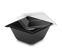 GUILLIN - takipack carpot501pn Pack di 12 Bustine di 30 Vaso Insalata ha Coperchi Indipendente, Plastica, Nero/Cristallo, 12.4 x 12.4 x 6 cm
