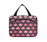 Guilloche Black Peach appeso mens borsa da viaggio da toilette con gancio, designer compatto kit da barba borse per gli uomini per le signore bagno bolsa para maquillaje L, Guilloche pesca nera, Large