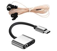 Guindxan 2 In1 Tipo-C a 3,5 mm Adattatore per cuffie/caricatore connettore con antenna FM 75 Ohm Dipolo T Antenna