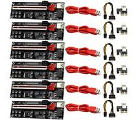 Guindxan 6 pz VER011 PRO Riser Card PCI-E 1X a 16X USB3.0 6PIN Cavo grafico con 10 condensatori solidi B250 B75 BTC