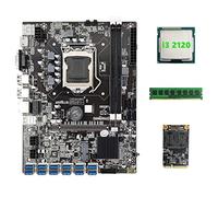 Guindxan B75 BTC Mining Scheda Madre 12 PCIE a USB3.0+I3 2120 CPU+DDR3 4GB 1600Mhz RAM+128G MSATA SSD B75 USB Scheda Madre