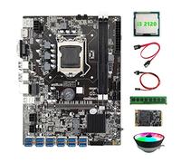 Guindxan B75 BTC Mining Scheda Madre 12 USB+I3 2120 CPU+RGB Fan+DDR3 4GB 1600Mhz RAM+128G SSD+ Interruttore+ SATA Scheda Madre
