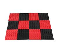 Guindxan Piastrelle in schiuma acustica a carbonella, isolamento acustico, in schiuma, per studio, tappezzeria, 2 x 10 x 10 cm (nero + rosso)