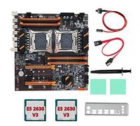 Guindxan X99 Dual Motherboard CPU Scheda Madre + 2XE5 2630 V3 CPU+ SATA+Baffle+Grasso Termico LGA 2011 8XDDR4 Slot Supporto 2011-V3 CPU