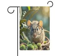 Guinea Mouse con occhiali Bandiera da giardino Casa Prato Cartello di benvenuto Banner Doppio Lato Piccole Bandiere Personalizzate per Piscina Cortile Decorazione da Parete Casa Esterna 31 x 47 cm