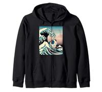 Guinea Pig Art The Great Wave off Kanagawa Animale Giapponese Felpa con Cappuccio