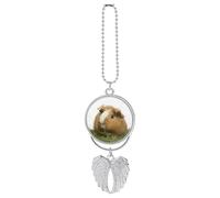 Guinea Pig Car Hanging Ornament Rear View Mirror Pendant Lucky Presents Hanging Ornament Funny Car Pendant for Office Auto Home Decoration Silver Style