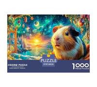 Guinea Pig in Cozy Nest with Carrots, Starry Sky Puzzle Da 1000 Pezzi Cute Guinea Pig Perfetto Per Le Serate Di Puzzle in Famiglia, Adulti E Bambini 38x26cm/1000pcs