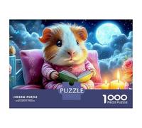 Guinea Pig Reading Puzzle 1000 Pezzi Hamster Reading in Cozy Nook Puzzle Decorativo in Cartone, Gioco Rilassante E Sfida Per Adulti E Bambini 52x38cm/1000pcs