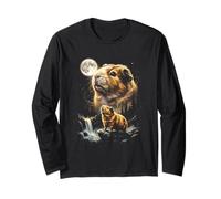 Guinea Pig Ululando alla Luna Meme Maglia a Manica