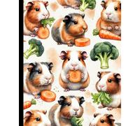 Guinea Pigs and Vegetables Pattern Notebook - Cute Guinea Pigs with Veggies Lined Journal - 110 Pages - Watercolor Design