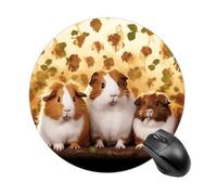 GuineaPigs - Tappetino per mouse, rotondo, divertente, in gomma antiscivolo, accessorio da scrivania per computer portatile, 19 x 20 cm, per ufficio e uso domestico