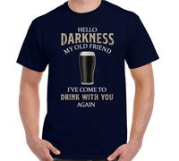 GUINESS T-SHIRT Uomo Hello Darkness My Old Friend Beer Alcohol BBQ Funny Top