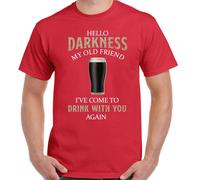 GUINESS T-SHIRT Uomo Hello Darkness My Old Friend Beer Alcohol BBQ Funny Top