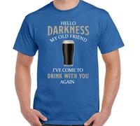 GUINESS T-SHIRT Uomo Hello Darkness My Old Friend Beer Alcohol BBQ Funny Top