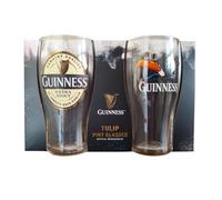 Guinness Bicchiere da pinta ufficiale Extra Stout & Flying Toucan - Confezione da 2 in custodia
