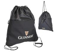 Guinness Borsa ufficiale con coulisse, nera, impermeabile, per sport e palestra, con tasca con cerniera, zaino leggero per calcio, viaggi e uso quotidiano, prodotto con licenza Guinness 47 x 41 cm