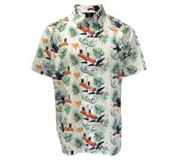 Guinness - Camicia hawaiana a mezza manica con tucano bianco, bianco, L