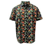 Guinness - Camicia hawaiana a mezza manica con tucano nero, Nero , L